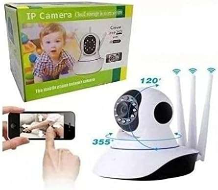 câmera iP robô 3 antenas wifi visão noturna full HD 360º microfone áudio babá eletrônica robozinho sem fio