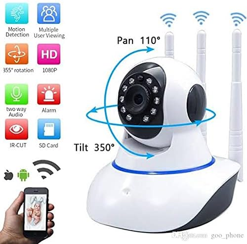 câmera iP robô 3 antenas wifi visão noturna full HD 360º microfone áudio babá eletrônica robozinho sem fio