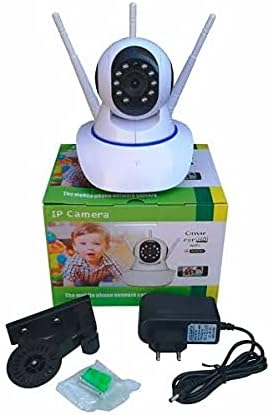 câmera iP robô 3 antenas wifi visão noturna full HD 360º microfone áudio babá eletrônica robozinho sem fio